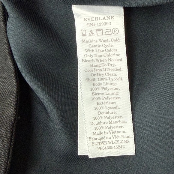 Everlane Blazer Womens 2 Black One-Button Twill Modern Style Lined Career - Picture 5 of 9